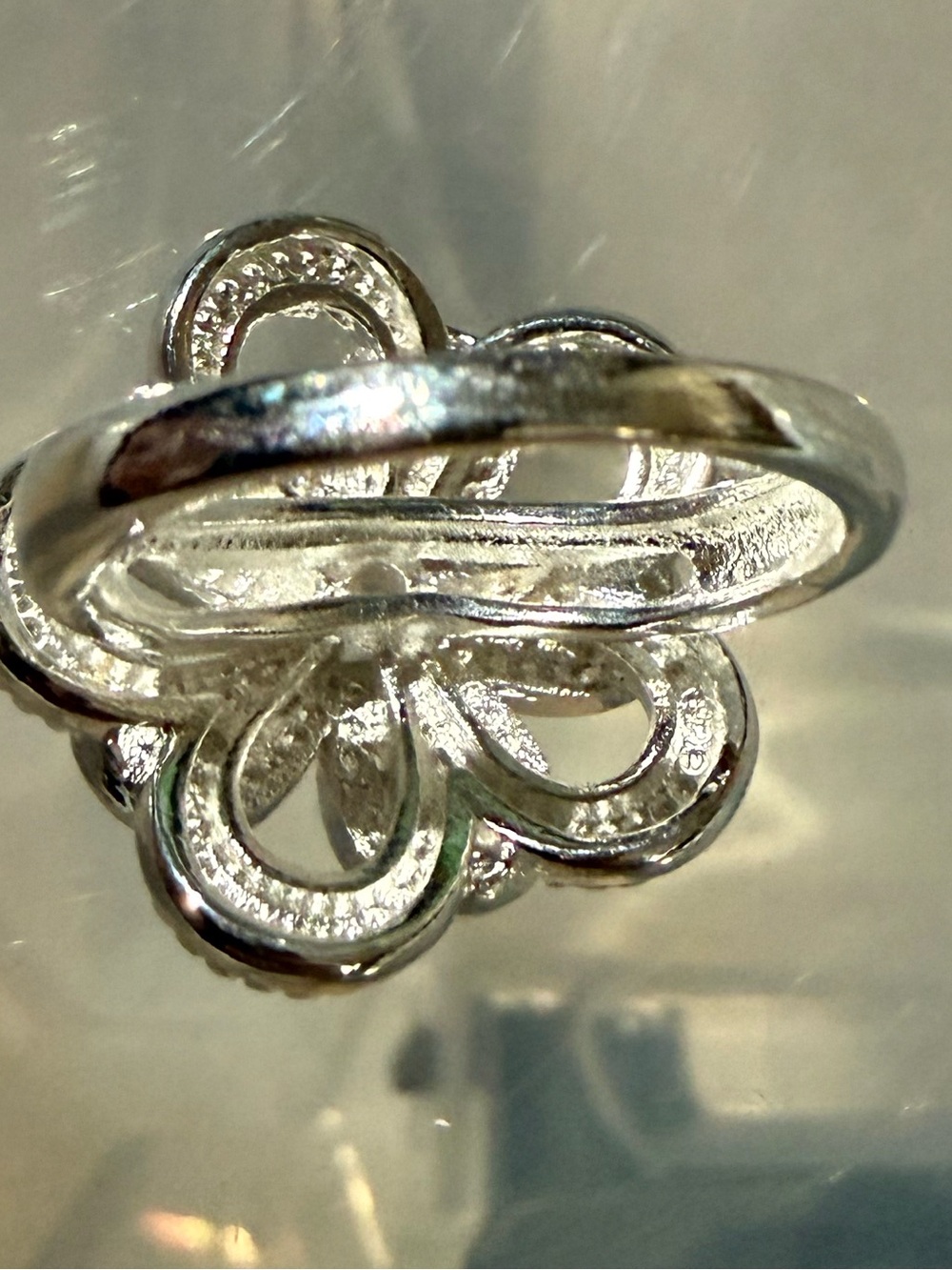 Silver Flower Ring with Crystal Accents - Pink Display - Picture 5 of 6